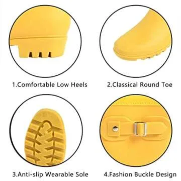 Stylish Waterproof Fubotao Mid Calf Rain Boots for Women