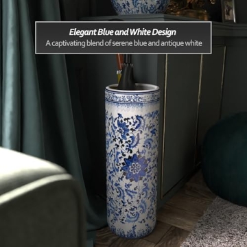 Elegant Red Lantern 24" Porcelain Umbrella Stand