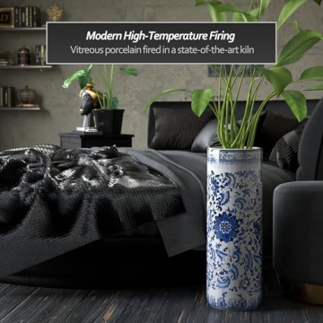 Elegant Red Lantern 24" Porcelain Umbrella Stand