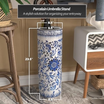 Elegant Red Lantern 24" Porcelain Umbrella Stand
