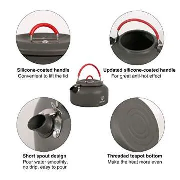 REDCAMP 0.8L Compact Camping Kettle for Outdoor Use