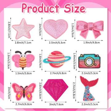 36pcs Pink Embroidered Patches Random Assorted Styles Pink Theme Iron on Patches for Girls Western C...