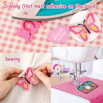 36 Pink Embroidered Iron on Patches for Creative DIY Fashion