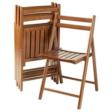 Winsome Robin 4-PC Folding Teak Chairs for Easy Storage