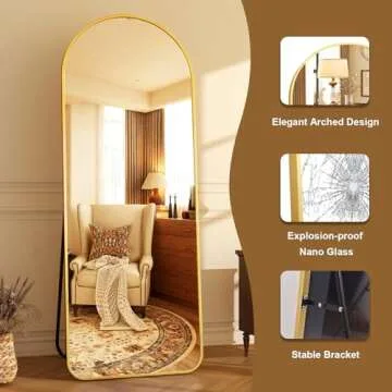 HARRITPURE Arched Full Length Mirror - Elegant Decor