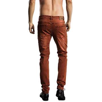 ZLZ Slim Fit Jeans, Men's Younger-Looking Fashionable Colorful Comfy Stretch Skinny Fit Denim Jeans,...