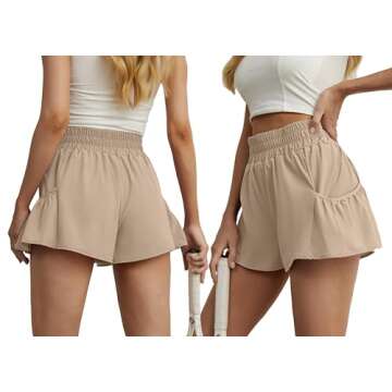 FREEOAK Gym Shorts for Women High Waisted Workout Running Athletic Shorts Flowy Quick Dry Sports wit...