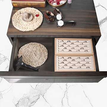 Kanwoder Bamboo Ring Holder,Ring Display Stand,Jewelry Organizer Stand for Rings Earrings Selling（Beige）