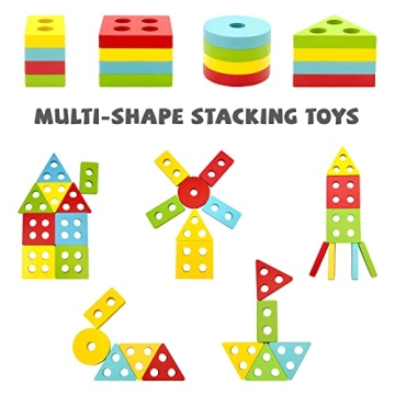 Montessori Wooden Sorting and Stacking Toy for Toddlers