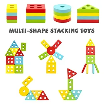 Montessori Wooden Sorting and Stacking Toy for Toddlers