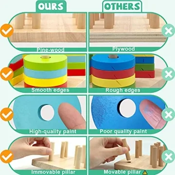 Montessori Wooden Sorting and Stacking Toy for Toddlers