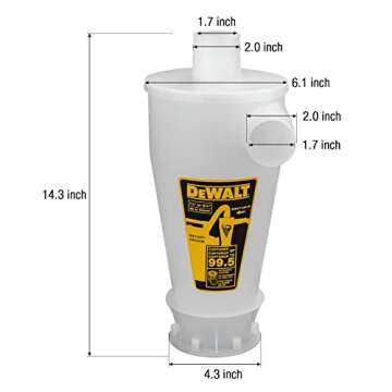 DEWALT Cyclone Dust Separator: 99.5% Efficiency Collecting System