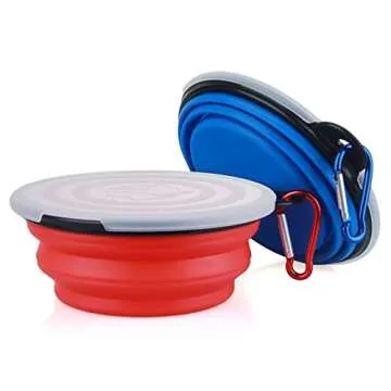 Collapsible Dog Bowl,2 Pack Portable and Foldable Pet Travel Bowls Collapsable Dog Water Feeding Bow...