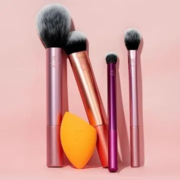 Real Techniques 5 Piece Makeup Brush Set with Blender for Flawless Looks