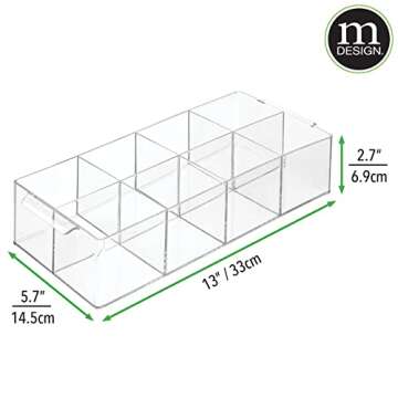 mDesign Plastic Divided Makeup Organizer Holder Tray for Bathroom Drawer, Vanity, Countertop Storage...