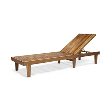 GDFStudio Outdoor Wooden Chaise Lounge Set of 2 in Teak Finish