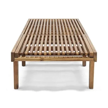 GDFStudio Outdoor Wooden Chaise Lounge Set of 2 in Teak Finish