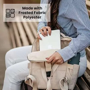 Nordace Siena II Mini Smart Backpack for Everyday Use with USB Charging Port, Water Resistant - Sleek Laptop Backpack for Daily Tasks, Work, and Casual Adventures (Beige)