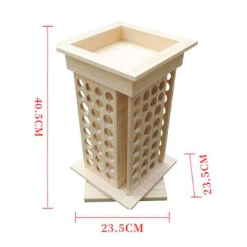 PhantomSky Super Huge Capacity Rotatable Wooden Aromatherapy Essential Oil Carrying Case, Natural Wood Essential Oil Organizer Storage Box Case Display Holds for Travel and Presentations Gift Box