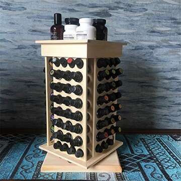 PhantomSky Super Huge Capacity Rotatable Wooden Aromatherapy Essential Oil Carrying Case, Natural Wood Essential Oil Organizer Storage Box Case Display Holds for Travel and Presentations Gift Box