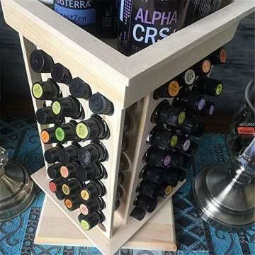 Elegant Rotatable Essential Oil Wooden Organizer