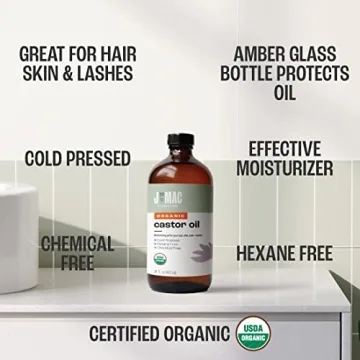 Organic Castor Oil Cold Pressed in Glass Bottle 16 oz