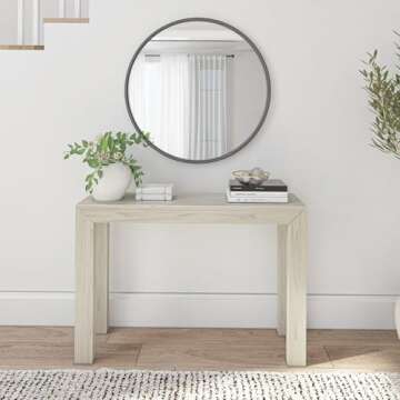 Plank+Beam Modern Solid Wood Console Table, 46.25 Inch, Sofa Table, Narrow Entryway Table for Hallway, Behind The Couch, Living Room, Foyer, Easy Assembly, Coastal White
