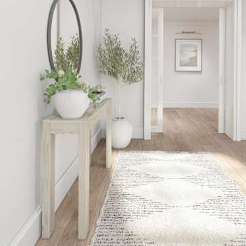 Plank+Beam Modern Solid Wood Console Table, 46.25 Inch, Sofa Table, Narrow Entryway Table for Hallway, Behind The Couch, Living Room, Foyer, Easy Assembly, Coastal White