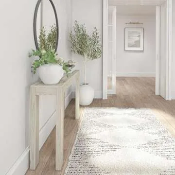 Plank+Beam Modern Solid Wood Console Table, 46.25 Inch, Sofa Table, Narrow Entryway Table for Hallway, Behind The Couch, Living Room, Foyer, Easy Assembly, Coastal White
