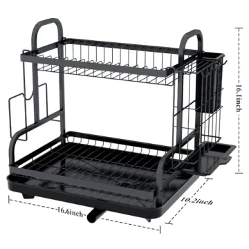 Kitsure Rustproof 2-Tier Dish Drying Rack Space-Saver
