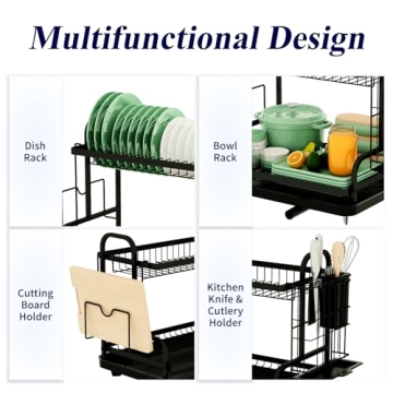 Kitsure Rustproof 2-Tier Dish Drying Rack Space-Saver