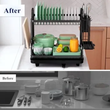 Kitsure Rustproof 2-Tier Dish Drying Rack Space-Saver