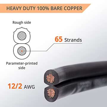 Wirefy 12/2 Low Voltage Landscape Lighting Copper Wire - Outdoor Direct Burial - 12-Gauge 2-Conducto...