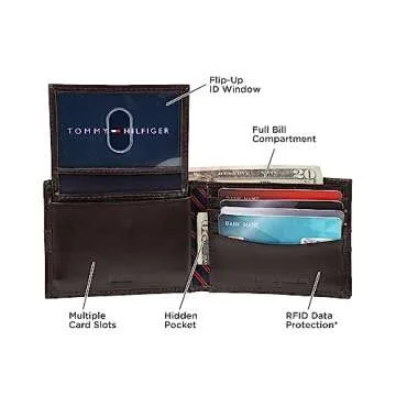 Tommy Hilfiger Men's Leather Wallet - Slim Bifold, Brown