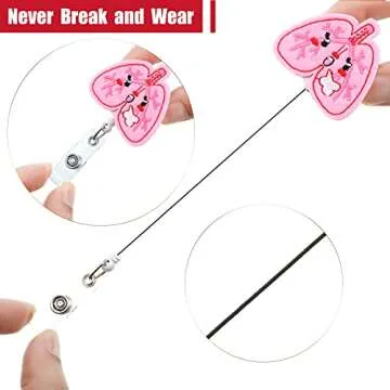 4 Piece Felt Retractable Badge Reel Holder for Nurse Brain Uterus Lung and Heart Badge Reel Cute Nurse ID Badge Holders Felt Tag Holder with Alligator Clip for Nurse Doctor Teacher Student Easy to Use