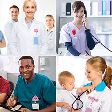 4 Piece Felt Retractable Badge Reel Holder for Nurse Brain Uterus Lung and Heart Badge Reel Cute Nurse ID Badge Holders Felt Tag Holder with Alligator Clip for Nurse Doctor Teacher Student Easy to Use