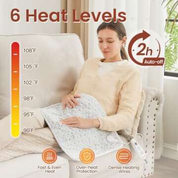 Bearhug XXL Electric Heated Pad 17''x33'' Double-Sided Faux Fur Heating Pad, 6 Heat Levels, 2-Hour Auto-Off, Moist & Dry Heat Therapy for Back Pain Relief, Machine Washable, ETL Certified - Gift Box