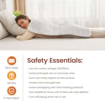 Bearhug XXL Electric Heated Pad 17''x33'' Double-Sided Faux Fur Heating Pad, 6 Heat Levels, 2-Hour Auto-Off, Moist & Dry Heat Therapy for Back Pain Relief, Machine Washable, ETL Certified - Gift Box