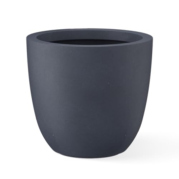 Kante 18 Inch Dia Round Concrete Planter, Indoor Outdoor Large Plant Pot with Drainage Hole and Rubb...