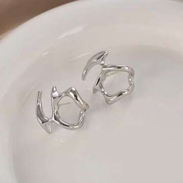 Y2k Statement Earrings For Women 925 Sterling Silver Earrings Irregular Unique Earrings Jewelry