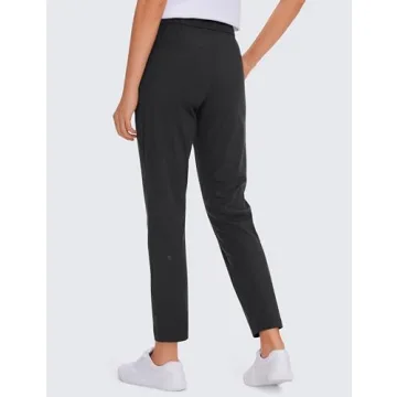 CRZ YOGA Womens 4-Way Stretch Ankle Golf Pants - 7/8 Dress Work Pants Pockets Athletic Travel Casual Lounge Workout Black Large