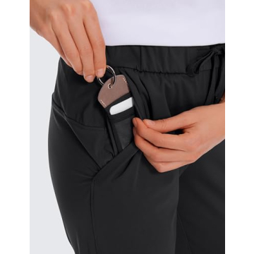 CRZ YOGA Womens 4-Way Stretch Ankle Golf Pants - 7/8 Dress Work Pants Pockets Athletic Travel Casual Lounge Workout Black Large