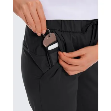 CRZ YOGA Womens 4-Way Stretch Ankle Golf Pants - 7/8 Dress Work Pants Pockets Athletic Travel Casual Lounge Workout Black Large