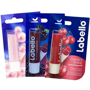 Labello Pearly Shine, Labello Blackberry Shine, Labello Cherry Shine Lip Balm Bundle