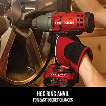 CRAFTSMAN V20 RP 1/2 inch Cordless Impact Wrench Kit, Brushless, 4Ah Battery and Charger Included (CMCF900M1)