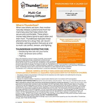 ThunderEase Multicat Calming Pheromone Diffuser Refill | Powered by FELIWAY | Reduce Cat Conflict, Tension and Fighting (60 Day Supply)