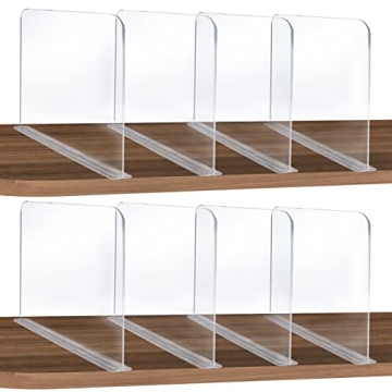 ROUFA Clear Acrylic Shelf Dividers Adjustable Closet Organizer