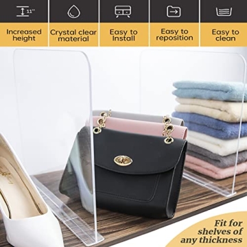 ROUFA Clear Acrylic Shelf Dividers Adjustable Closet Organizer