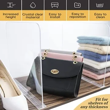 ROUFA Clear Acrylic Shelf Dividers Adjustable Closet Organizer