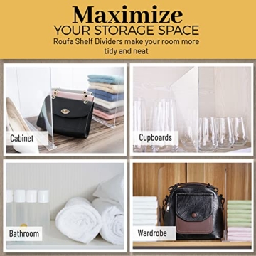 ROUFA Clear Acrylic Shelf Dividers Adjustable Closet Organizer